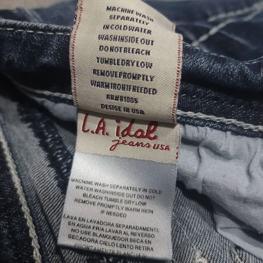 LA Idol USA Jeans Womens Juniors Size 13 Stretch Flare Bootcut Mid Rise Blue